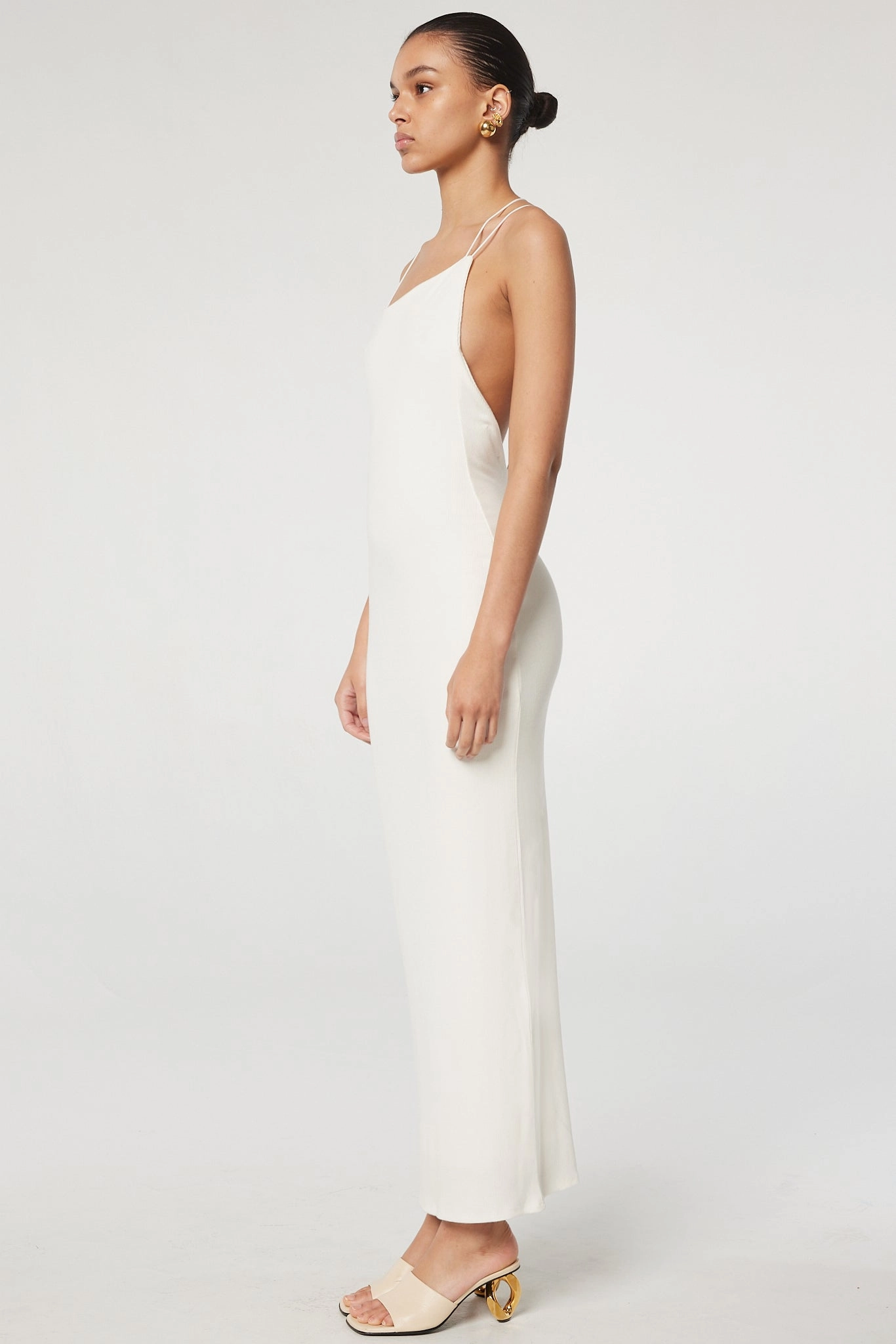 CECI DRESS Floor-Length Balloon-Sleeve