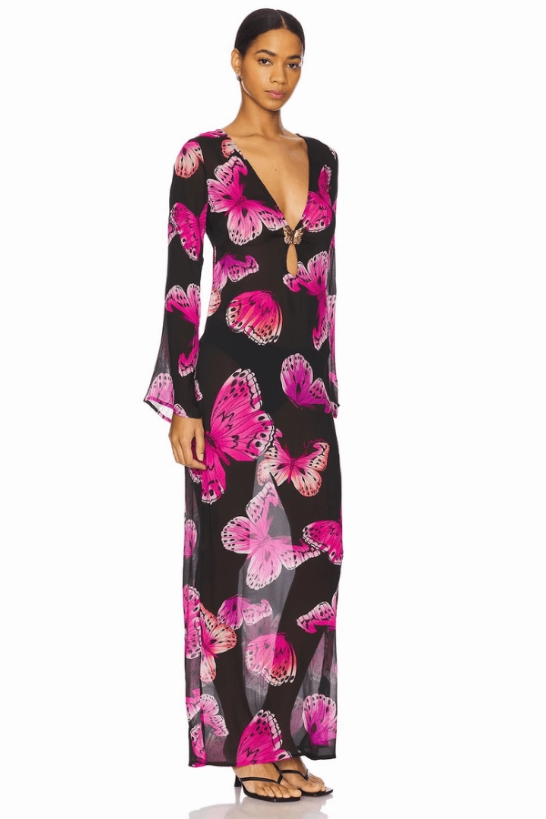 Polished Fit Vibrant patterned dress Hotline Butterfly Maxi Dress Monarch
