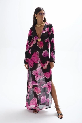 Hotline Butterfly Maxi Dress Monarch Leg-Lengthening
