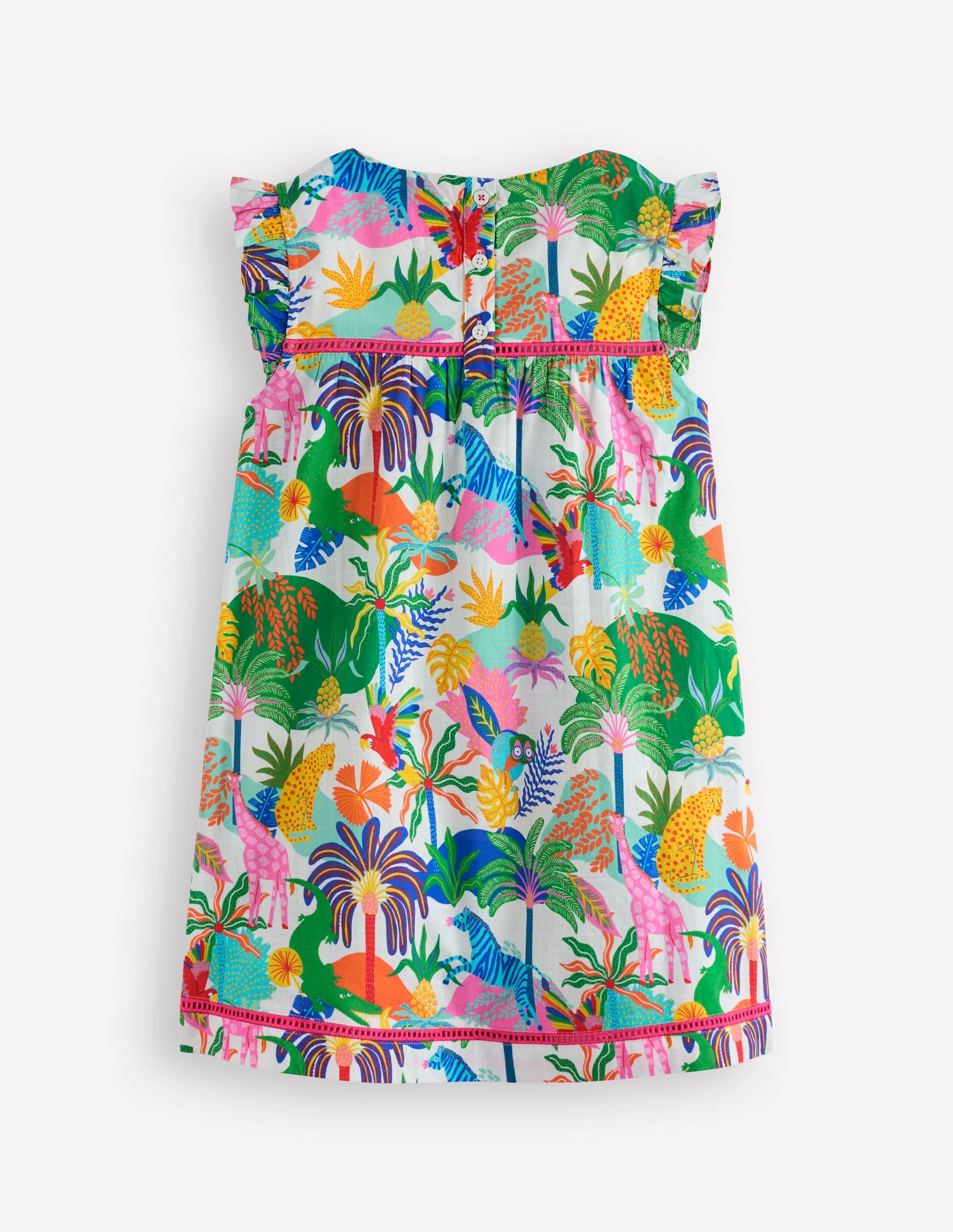 Celia Woven Holiday Dress-Soft Ivory Multi Jungle Neutral palette Urban Casual