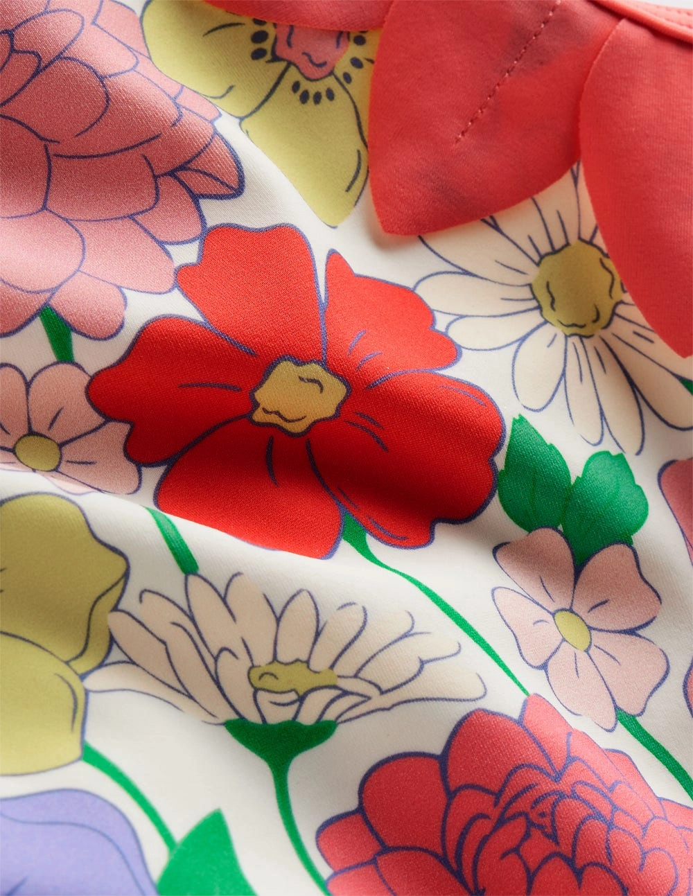 Soft Elasticity Lettice Cut Out Swimsuit-Multi Summer Garden