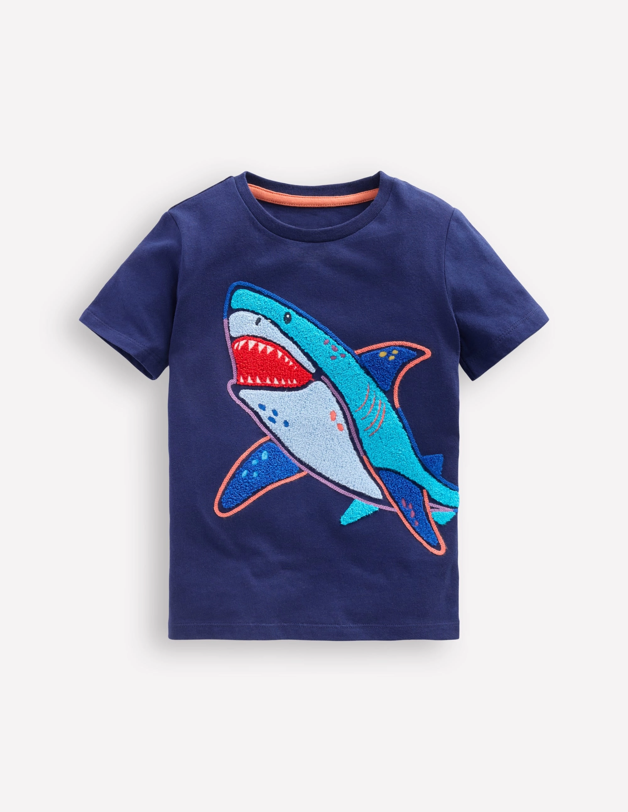PolyesterBlend Chain Stitch T-Shirt-Medieval blue Shark