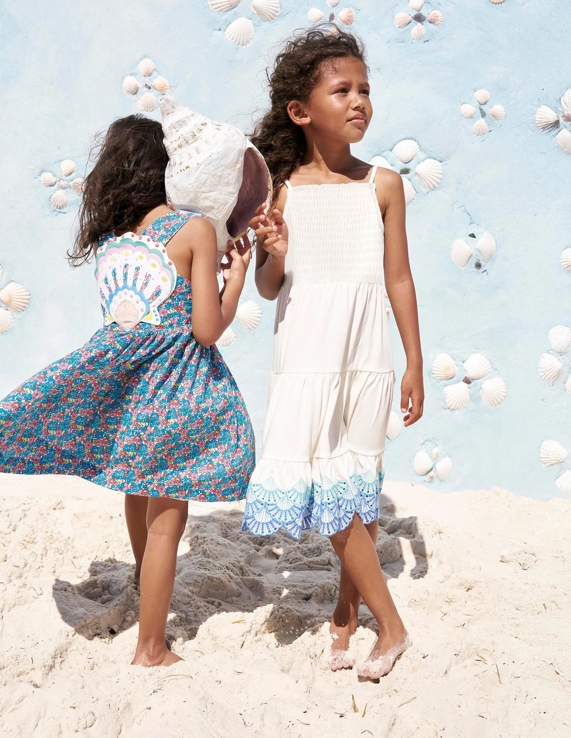 Glossy Detail Enza Broderie Hem Jersey Dress-Soft Ivory Shells