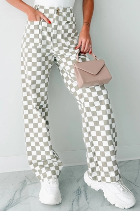 Secure fit Sport Ready Check Me Out Checker Print Pants (Taupe)