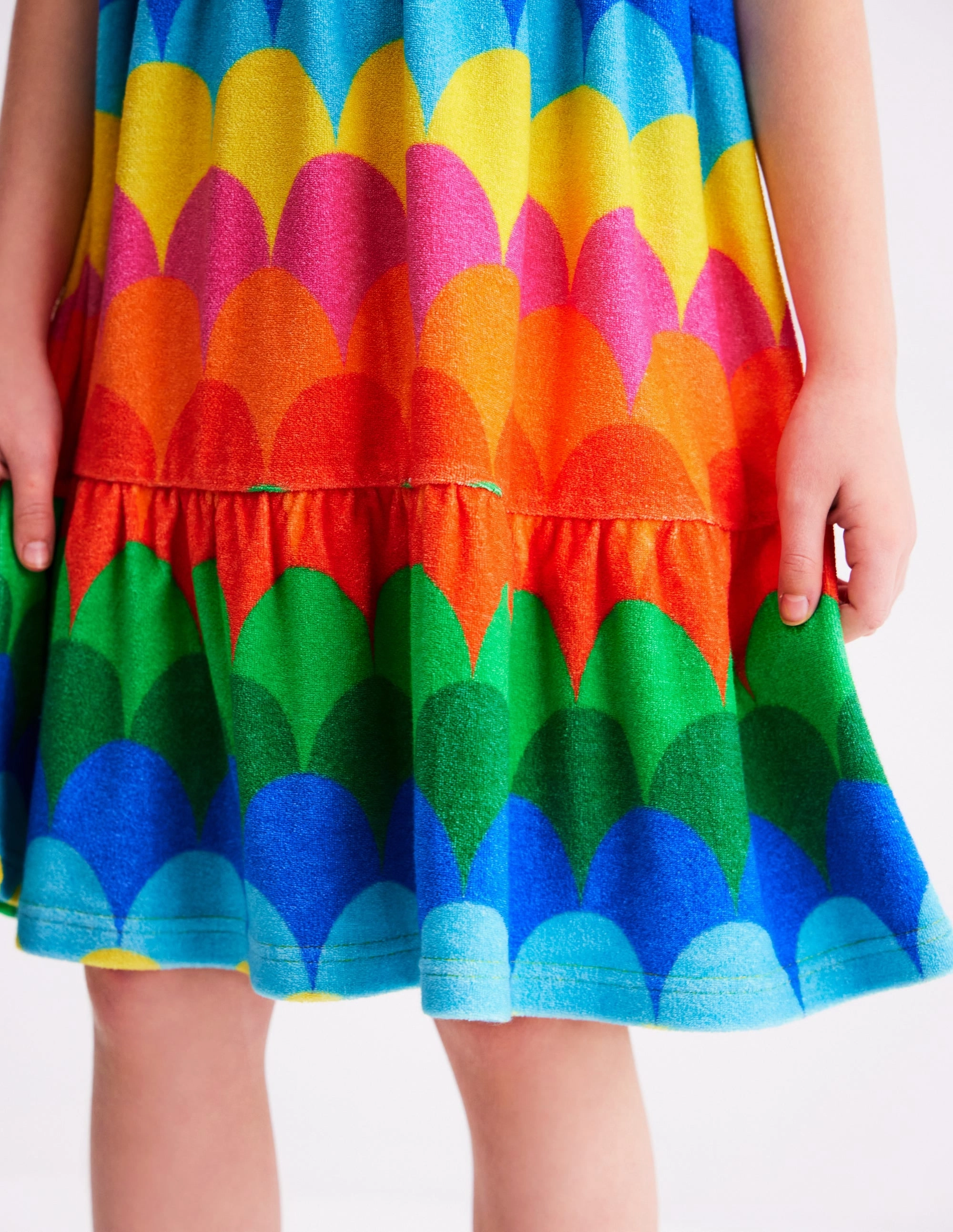 Ariel Twirly Towelling Dress-Multi Scallop Stripe Abrasion-resistant