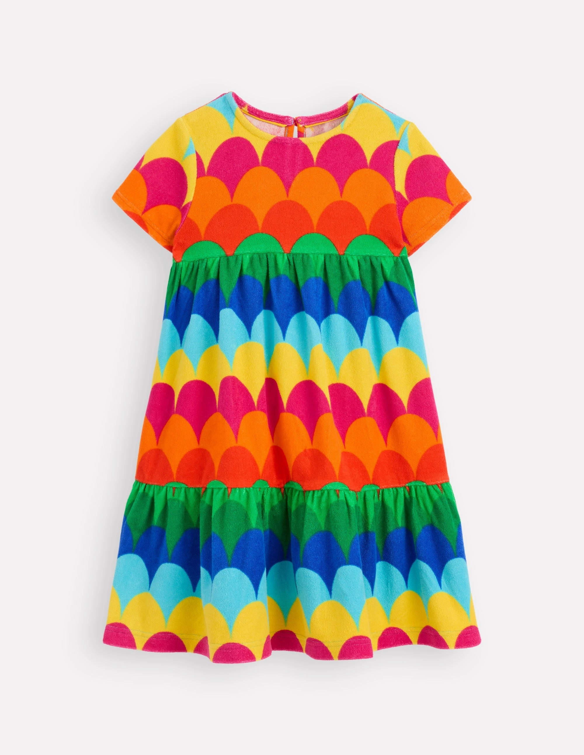 Ariel Twirly Towelling Dress-Multi Scallop Stripe Comfortable Wear