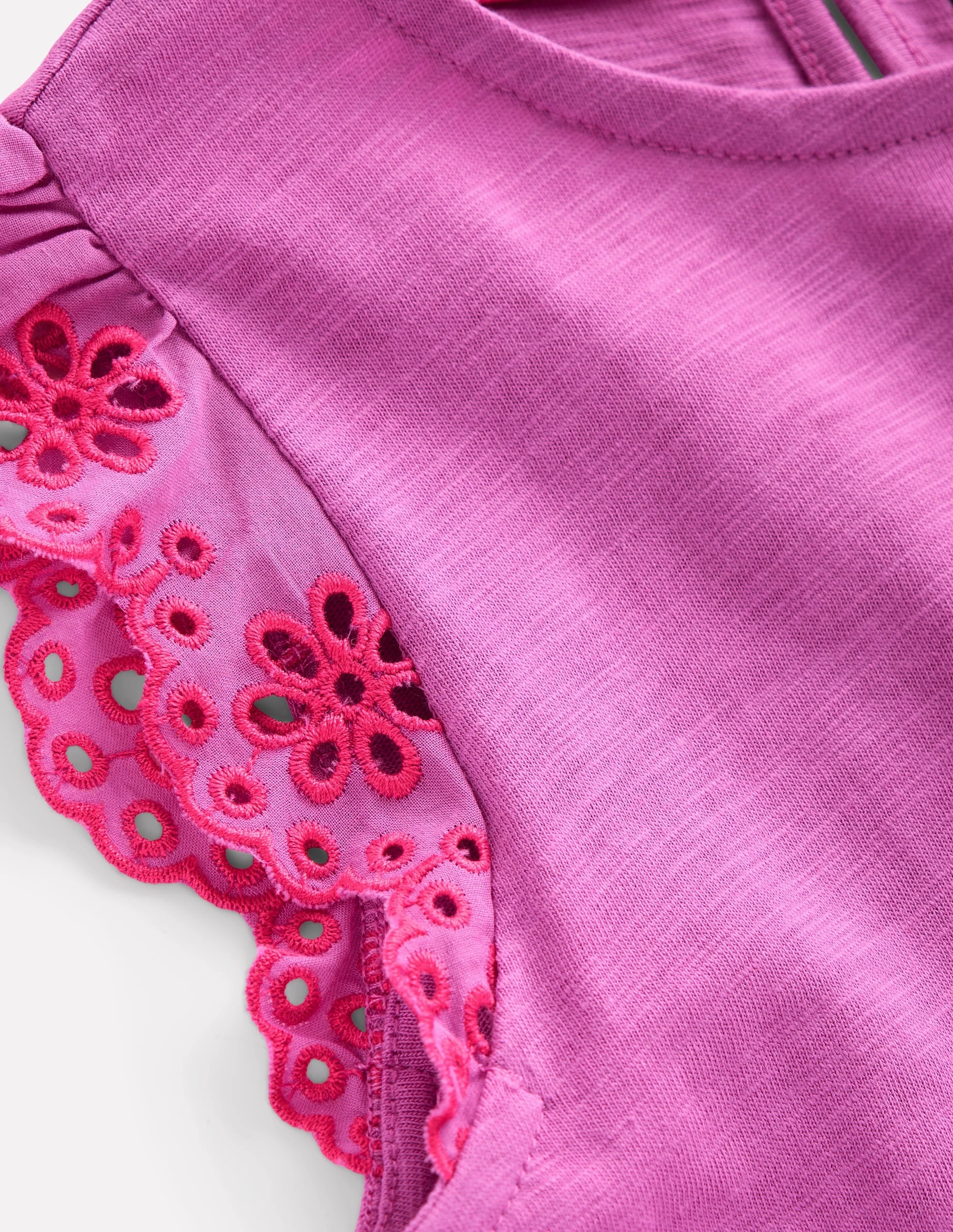 Cotton-Blend Broderie Mix Jersey Dress-Foxglove Purple