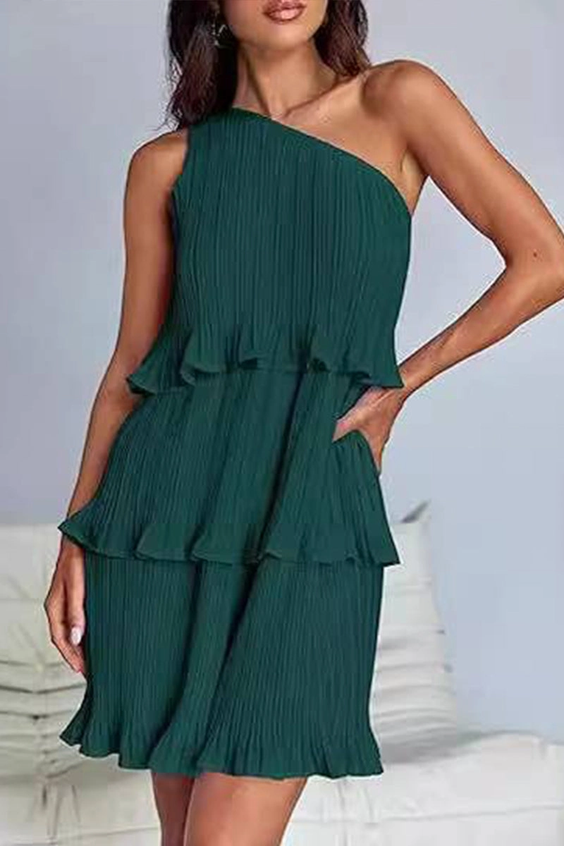 Japan Line DIAGONAL SHOULDER TIERED PATCHWORK DRESS_CWDSD3999