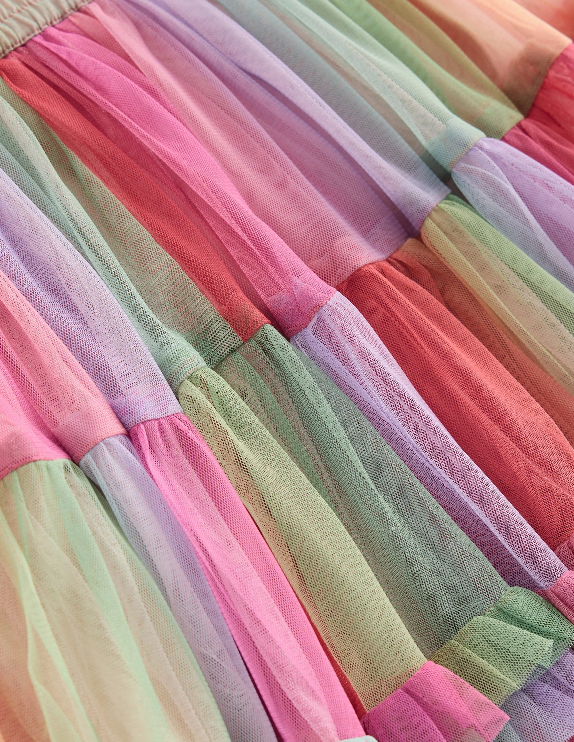 Fashion Week Ready Fashion Style Tulle Ruffle Skirt-Multi