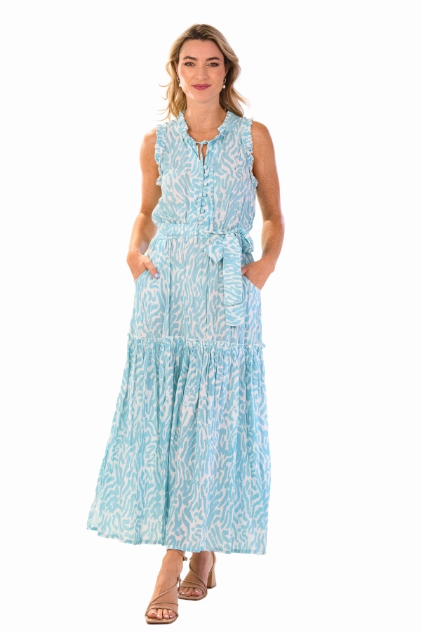 Coastal Chic Silky Silhouette Alexis Dress / Turquoise Zebra