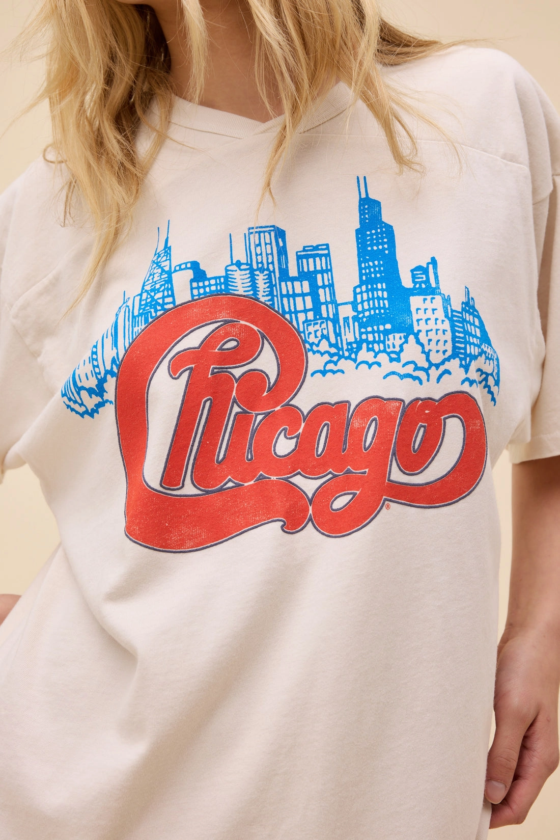 CHICAGO SKYLINE OVERSIZED JERSEY OversizedFit Garment Washed Finish