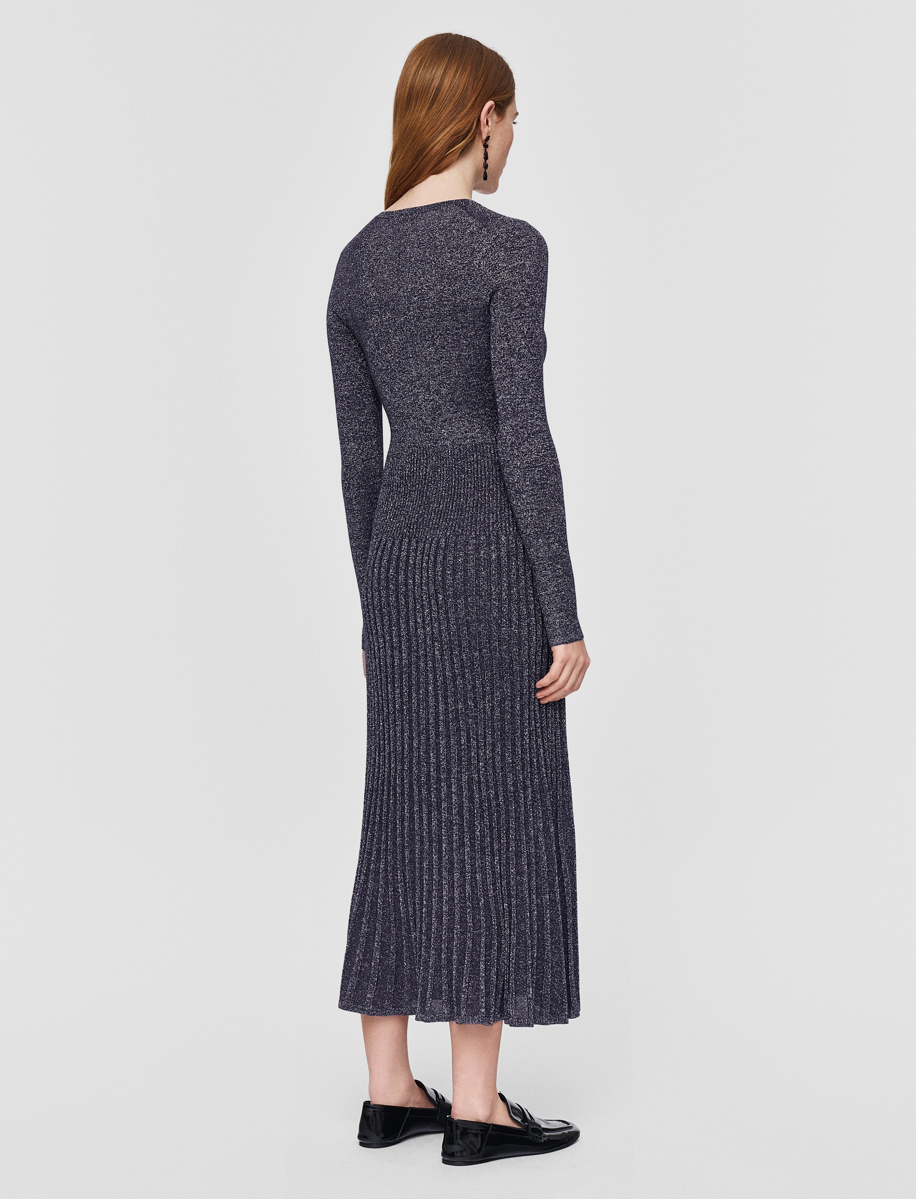 Lurex Knit Dress Lightweight-Structure Street Look