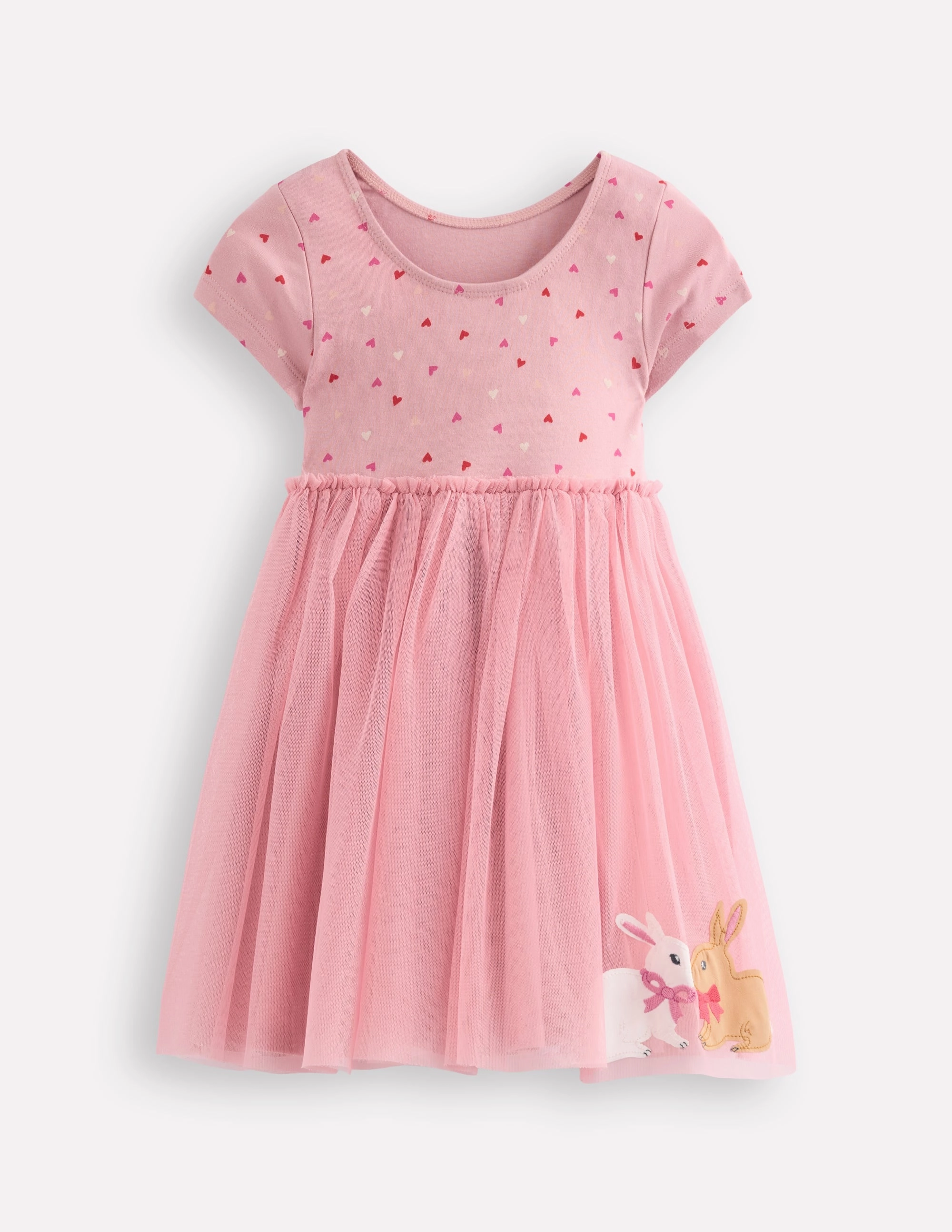 Ami Applique Tulle Dress-Chalk Pink Bunnies Smart and Elegant Bare Glow