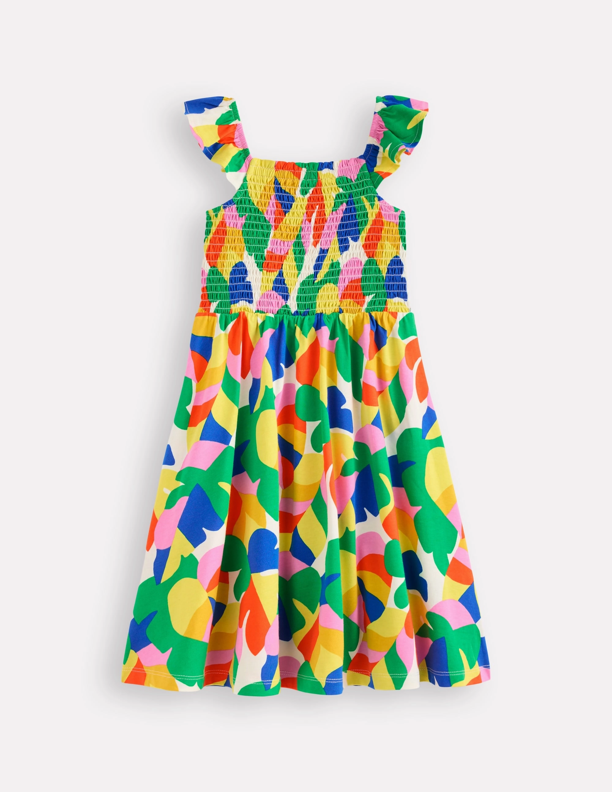 Artistic Shape Willa Shirred Jersey Dress-Multi Abstract Palm