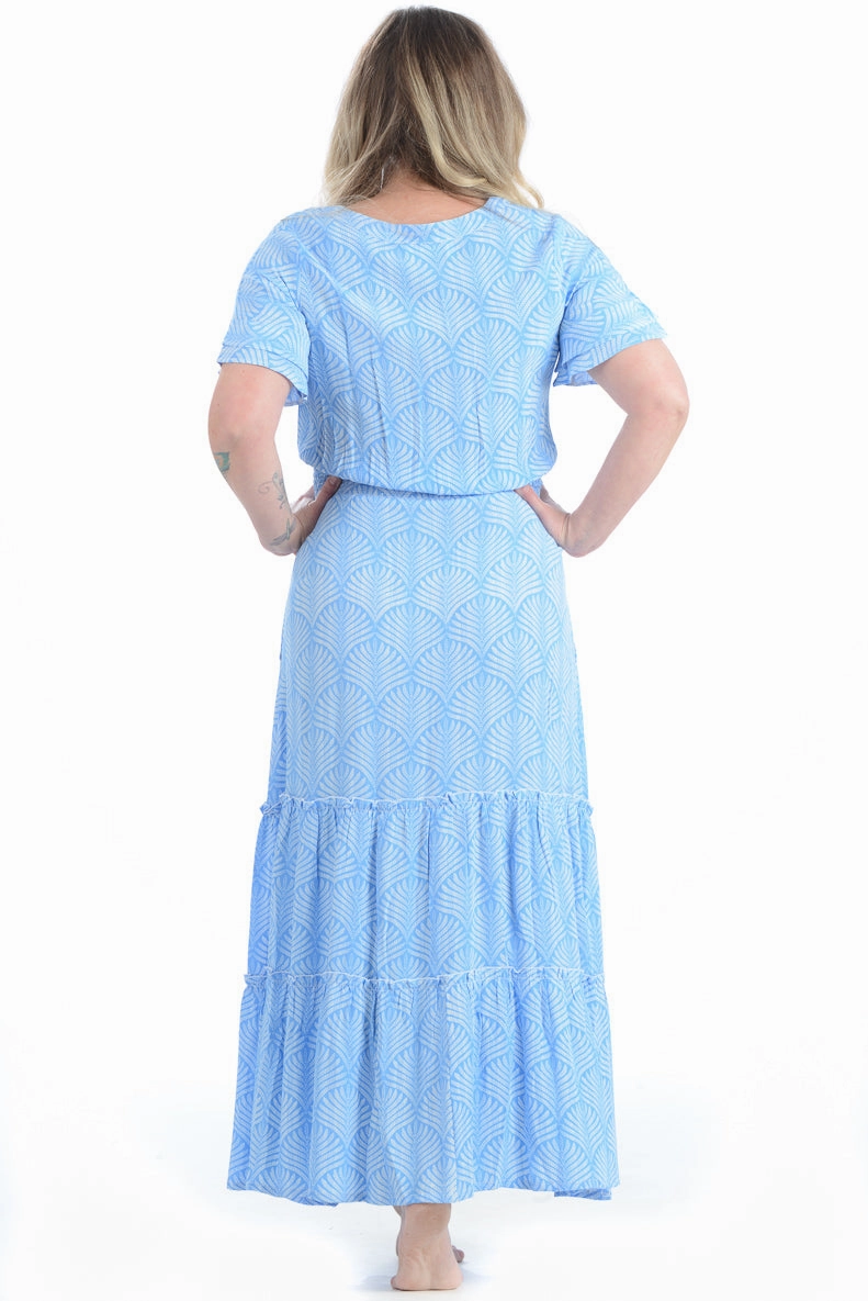 Vibrant patterned dress Christina Dress / Periwinkle Palm