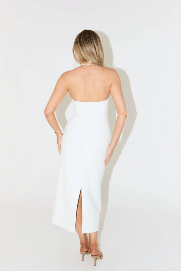 The Ultimate Muse Halter Neck Midi Dress White Soft Hue