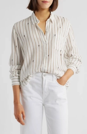 OdorResistant Casual Tee Charli Button-Down Striped Seahorses