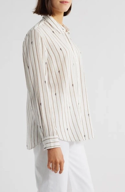BondedShoulder FlexibleCuff Charli Button-Down Striped Seahorses