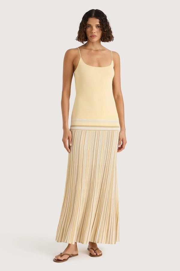 All weather Citara Maxi Dress Butter Stripe