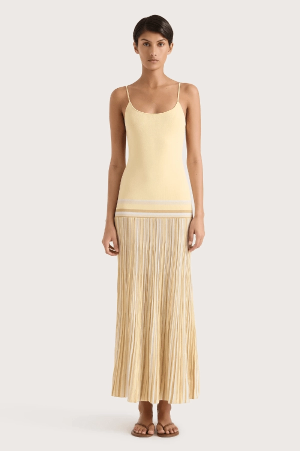 Global Style Relaxed Layers Citara Maxi Dress Butter Stripe