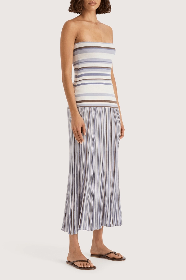 Casual Vibes Citara Strapless Dress Pale Blue Stripe