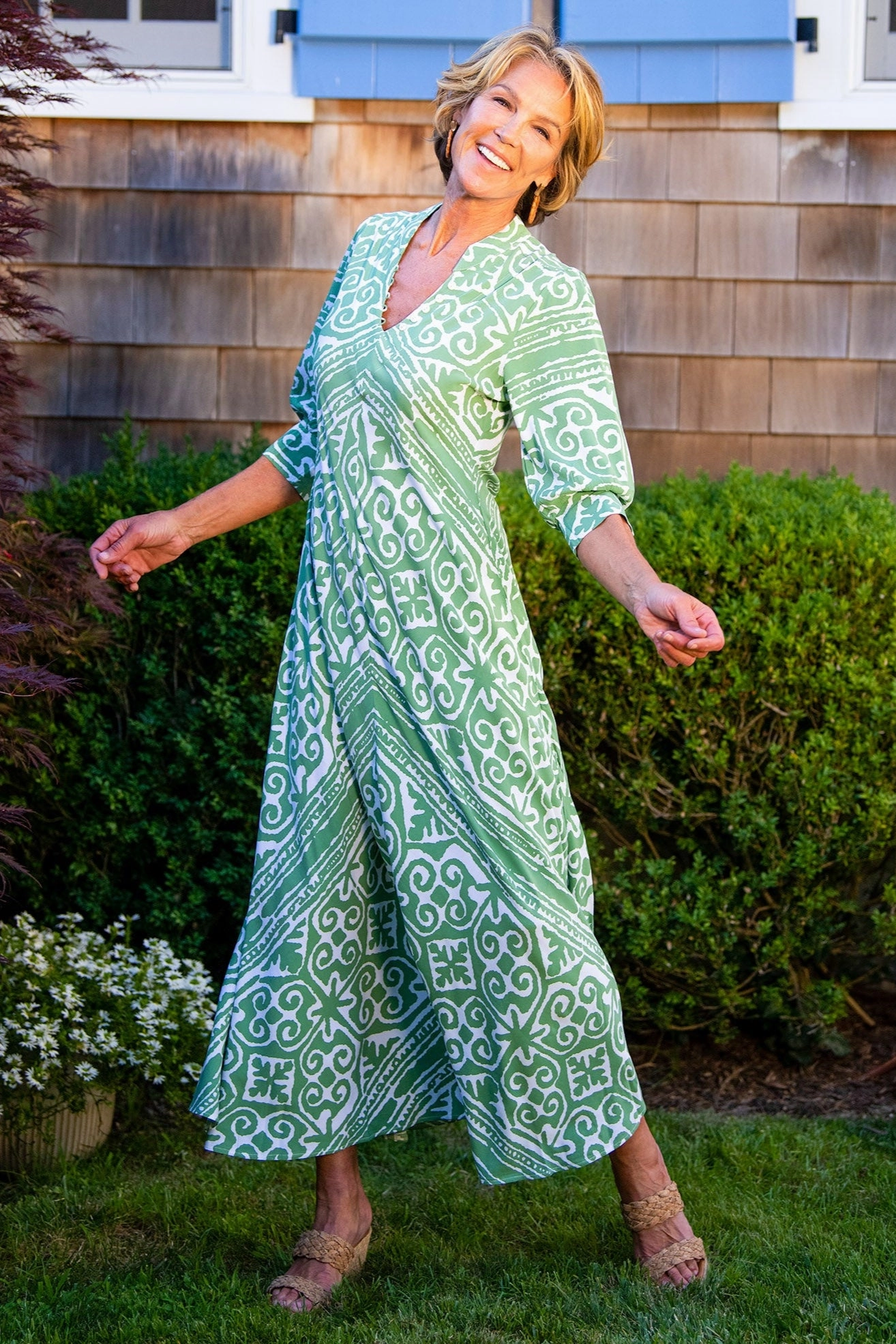 Daphne Dress / Green Aztec Bridal-Shower Versatile Layer