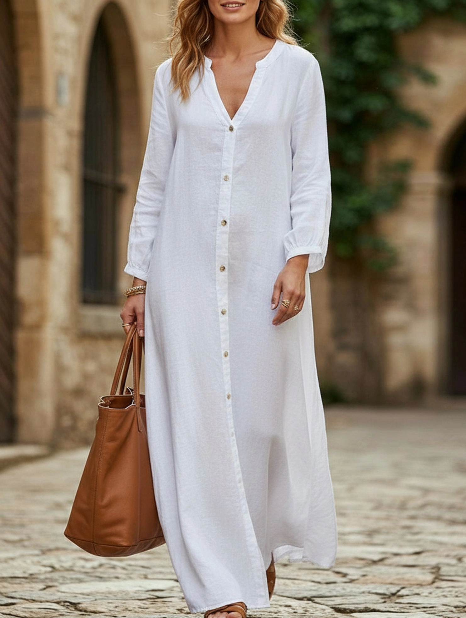 Casual long-sleeved cardigan dress Comfort Fit Subtle Flex
