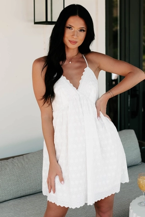 Balmy Summers Eyelet Mini Dress (Snow) Relax Tones