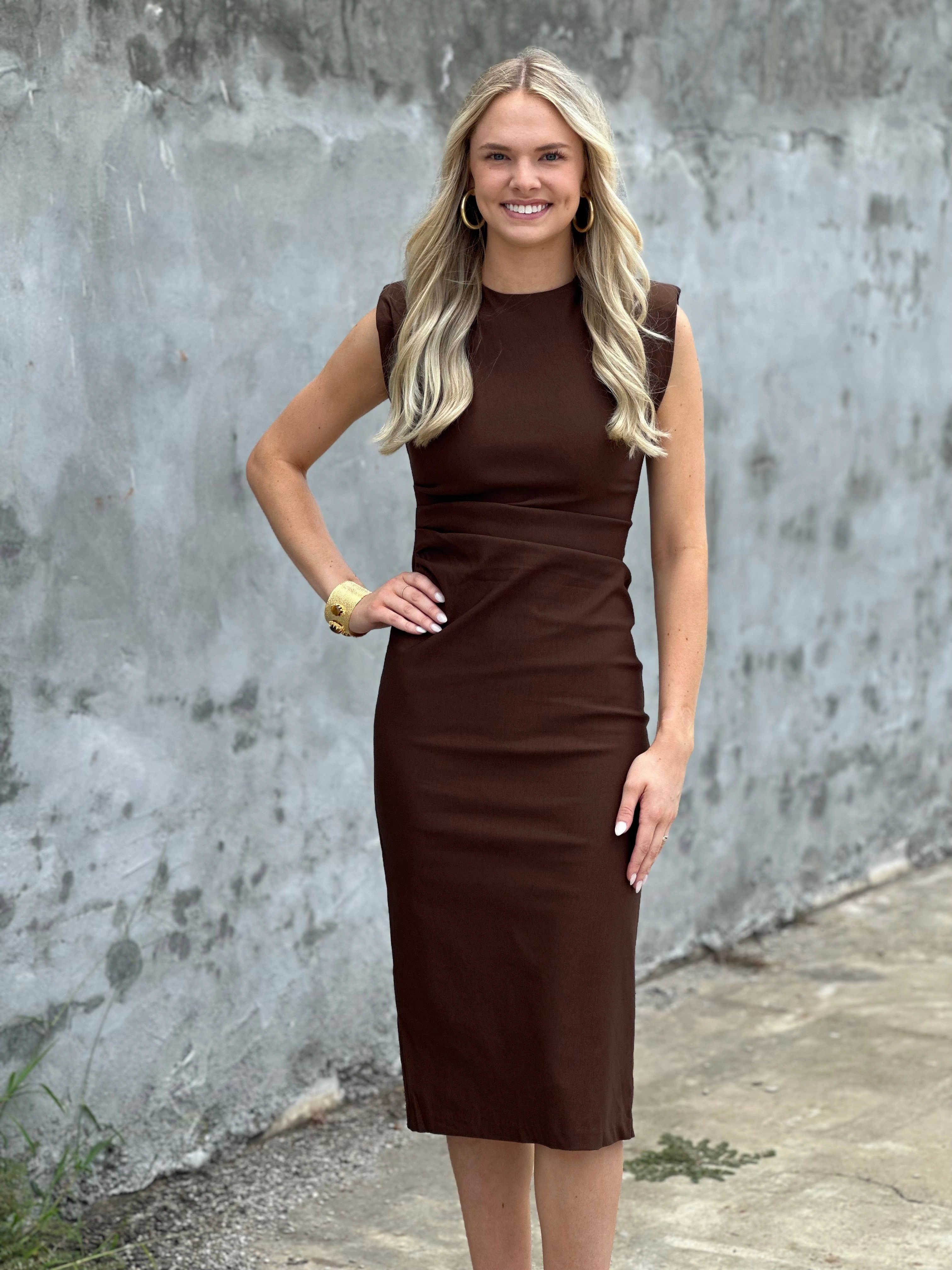 Classic Favorite Midi Dress in Brown Subtle tone