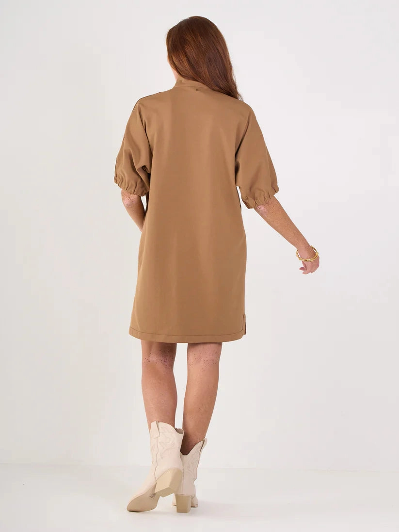 Soft Hue Emily Mccarthy Poppy Dress in Luggage Ponte
