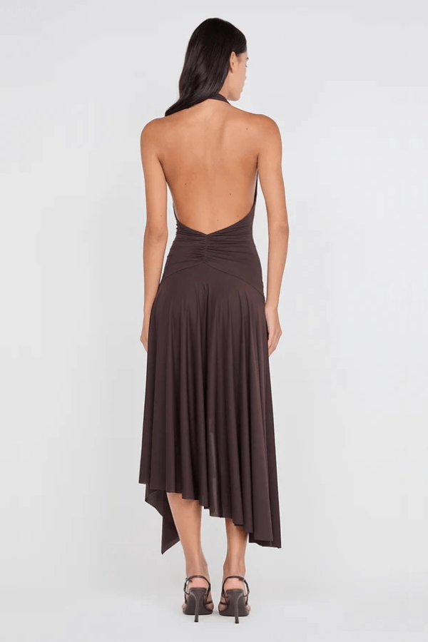 Nessie Halter Dress Dark Chocolate Travel Light