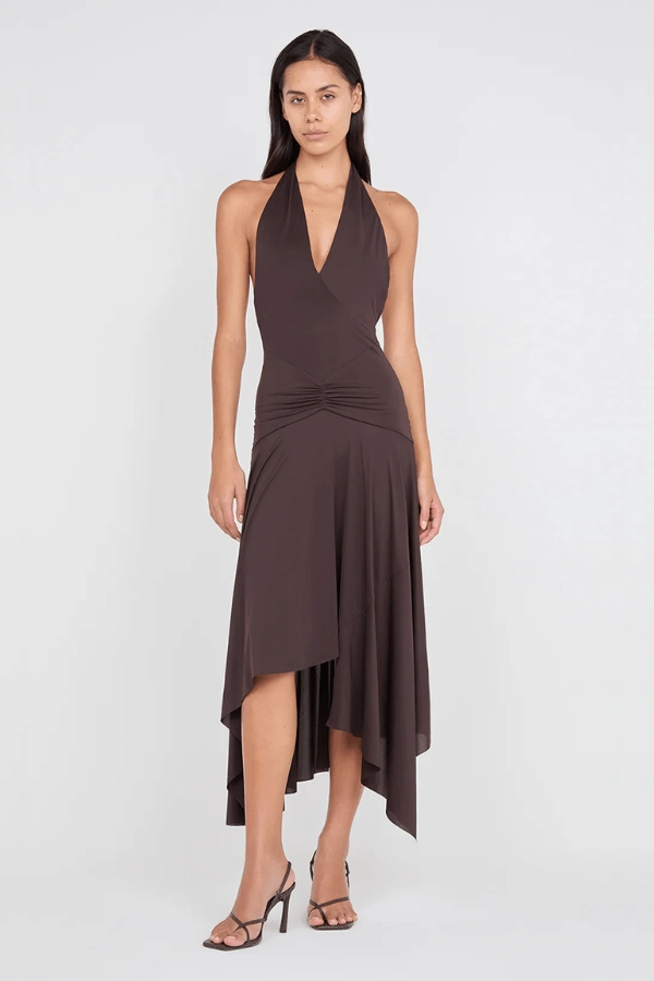 Nessie Halter Dress Dark Chocolate Photo Bright