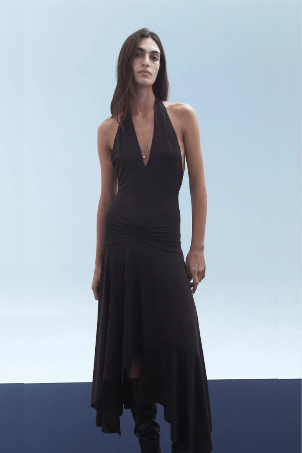 Nessie Halter Dress Dark Chocolate Sleek Outline Dreamy Presence
