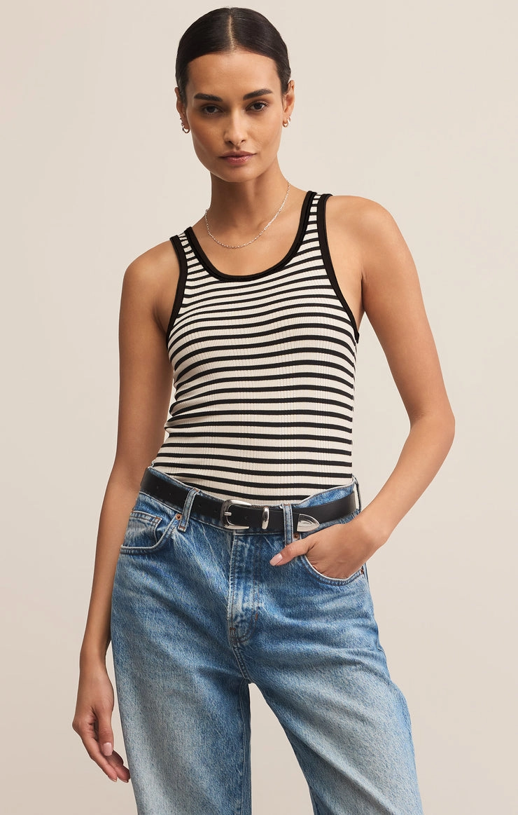 CLASSIC STRIPED SCOOP TANK Sustainable Textile Ultraviolet Protection Fabric