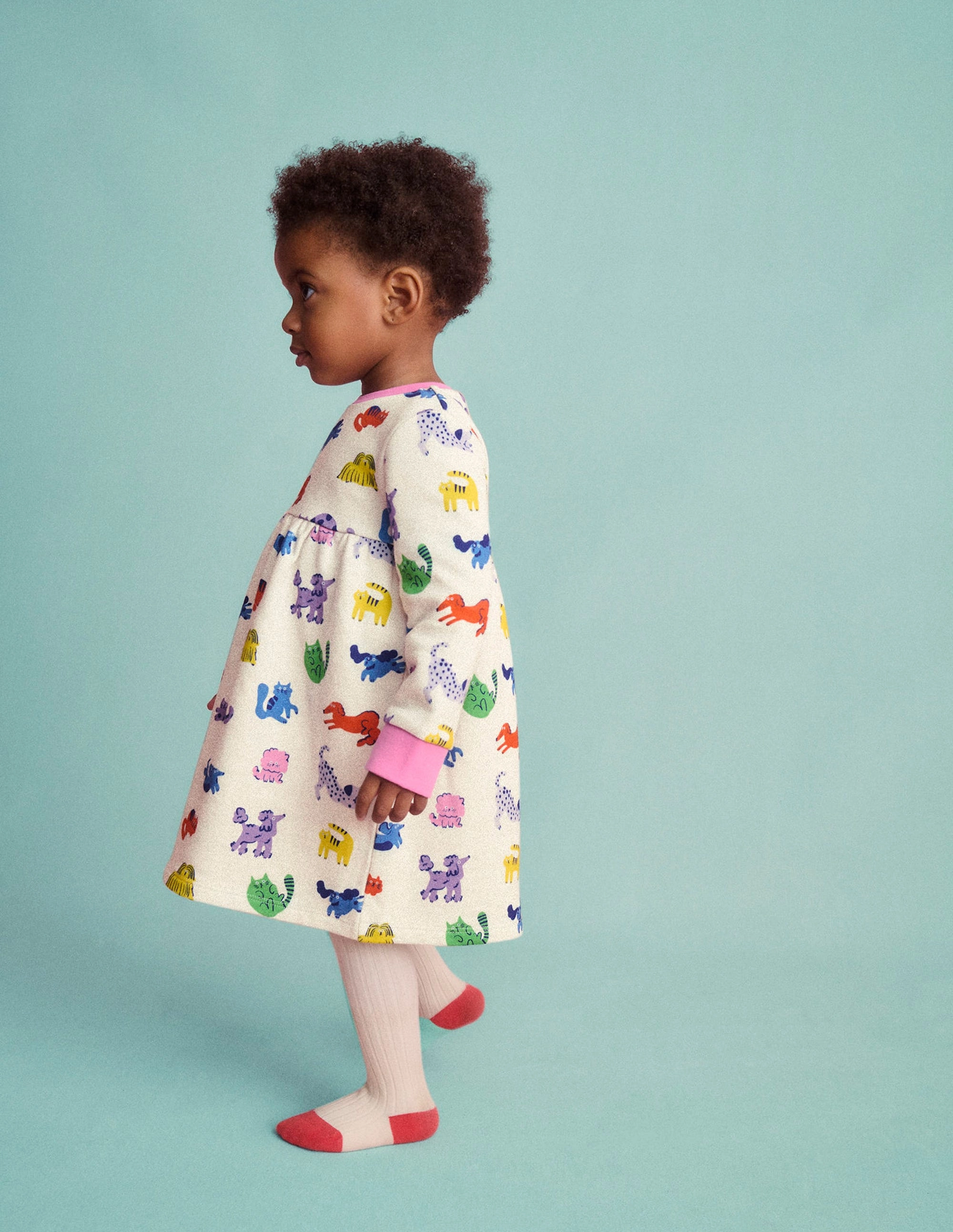 Neutral Flow Tear-resistant Sweatshirt Dress-Rainbow Pets