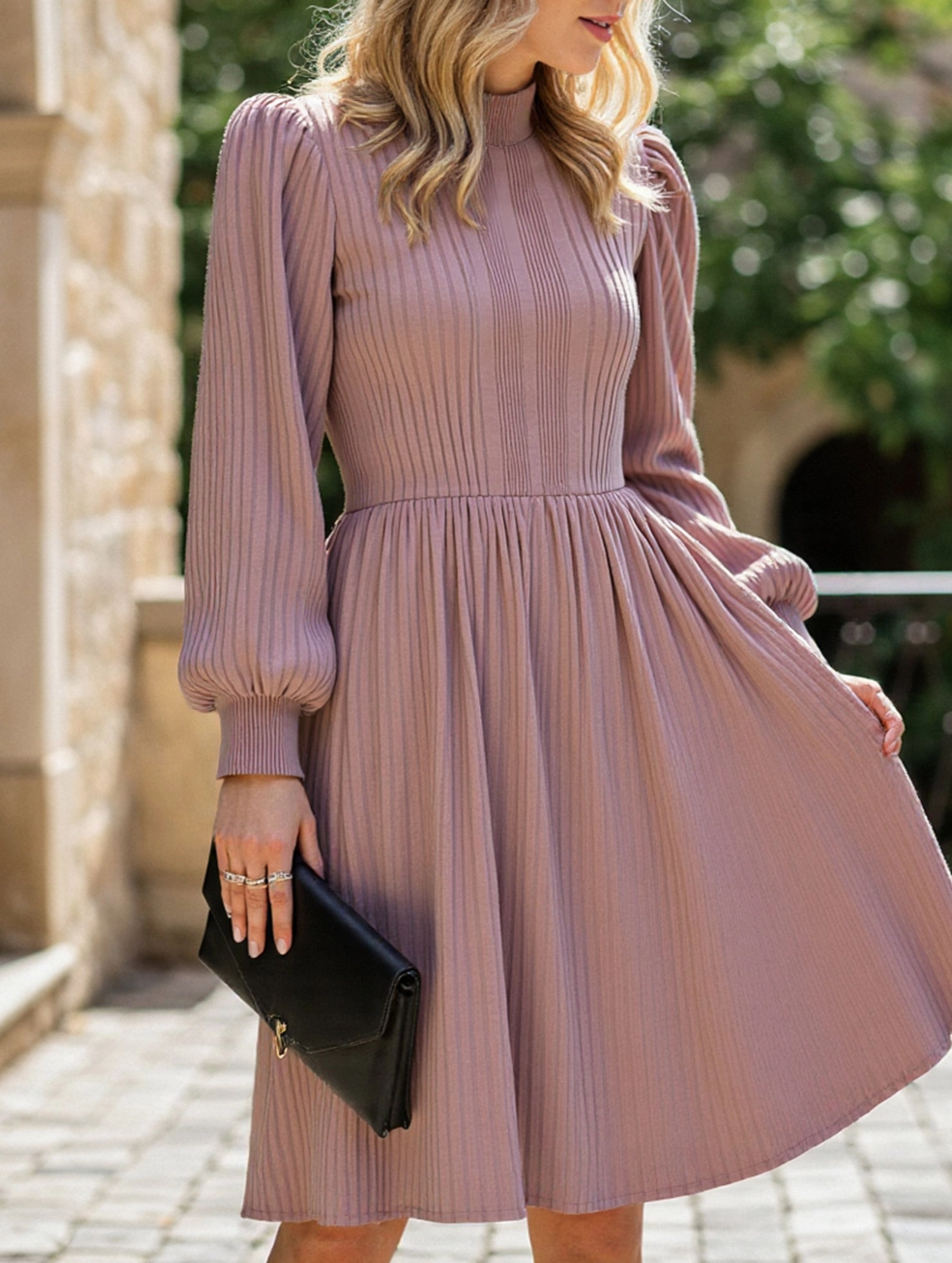 Timeless Beauty City Layer jacquard long-sleeved dress