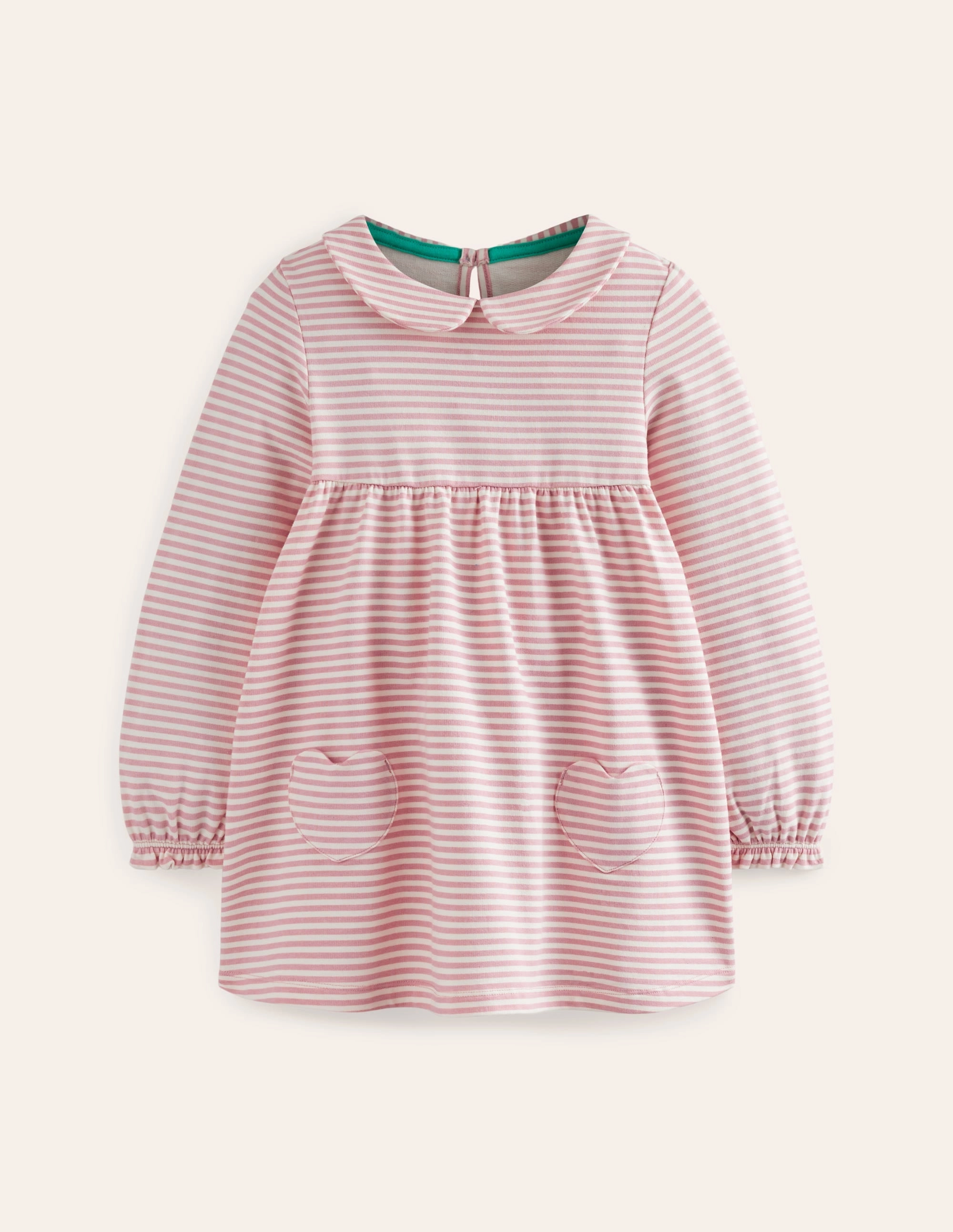 Sporty Cardigan NonToxicCoating Collared Tunic-Vintage Pink/ Oatmeal Stripe