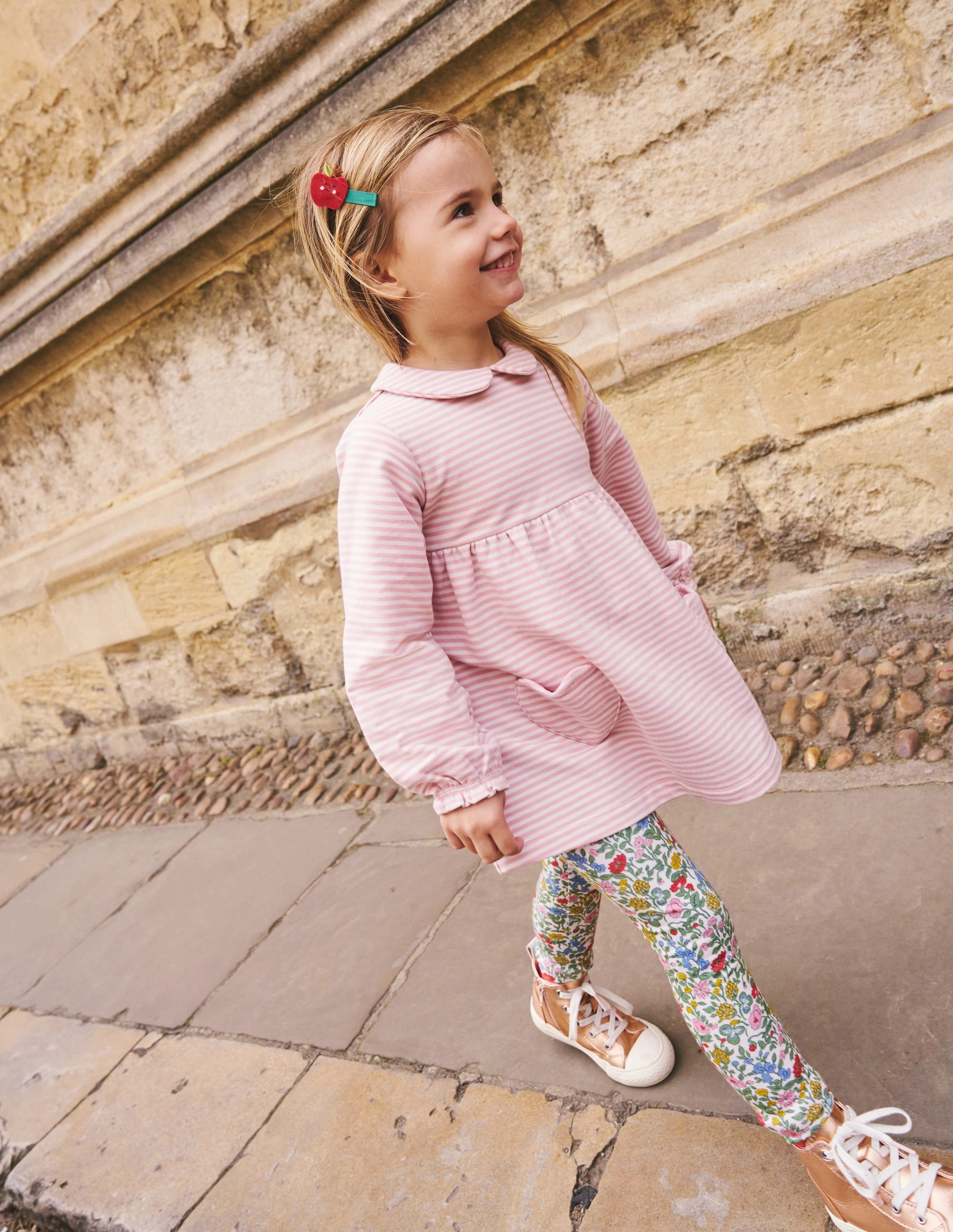 Collared Tunic-Vintage Pink/ Oatmeal Stripe LongLastingDurability