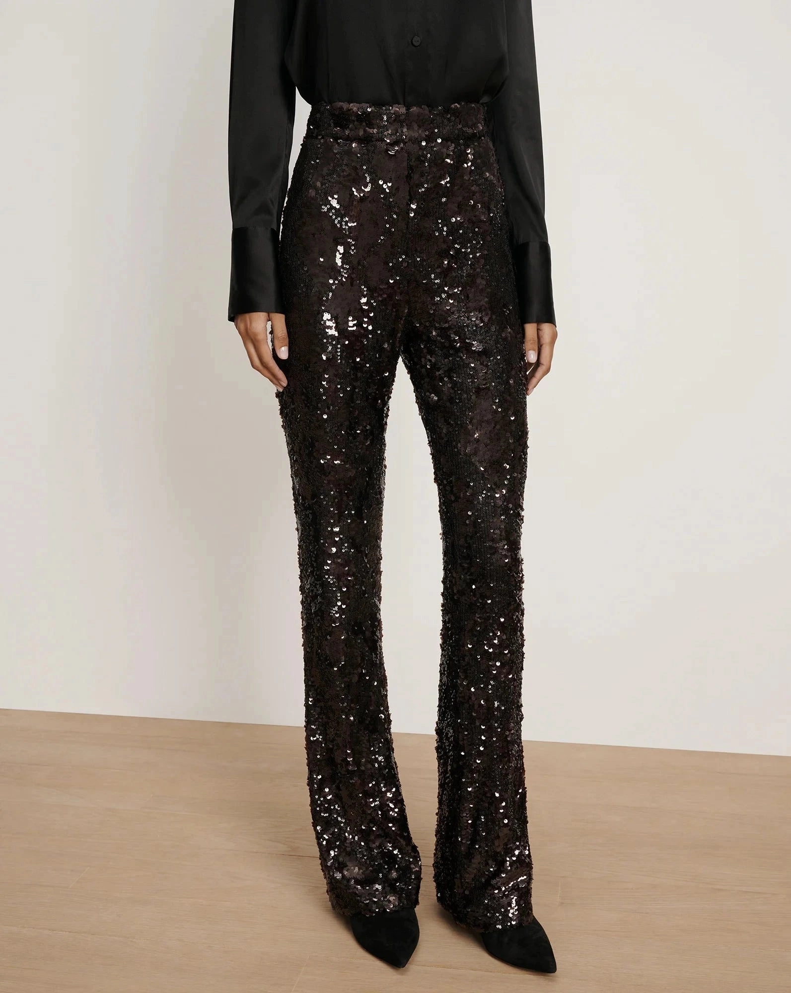 Modern Utility Collier Sequin Skiny-Flare Pant Dark Currant