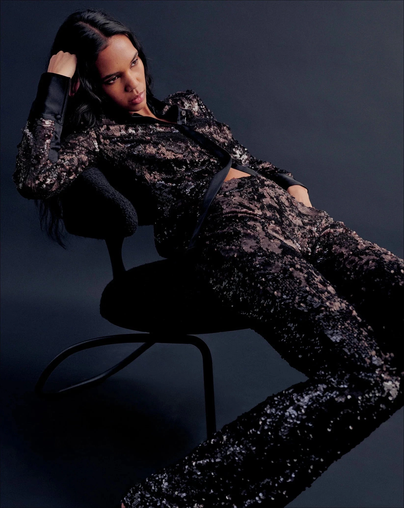 Collier Sequin Skiny-Flare Pant Dark Currant Tough Wear