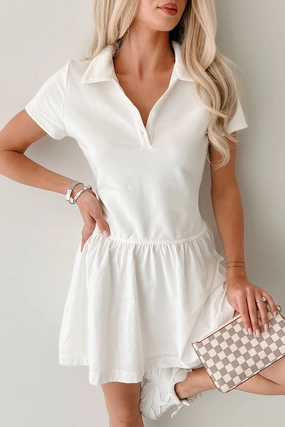 Winner Takes It All Active Mini Dress (White) Flexible Fit