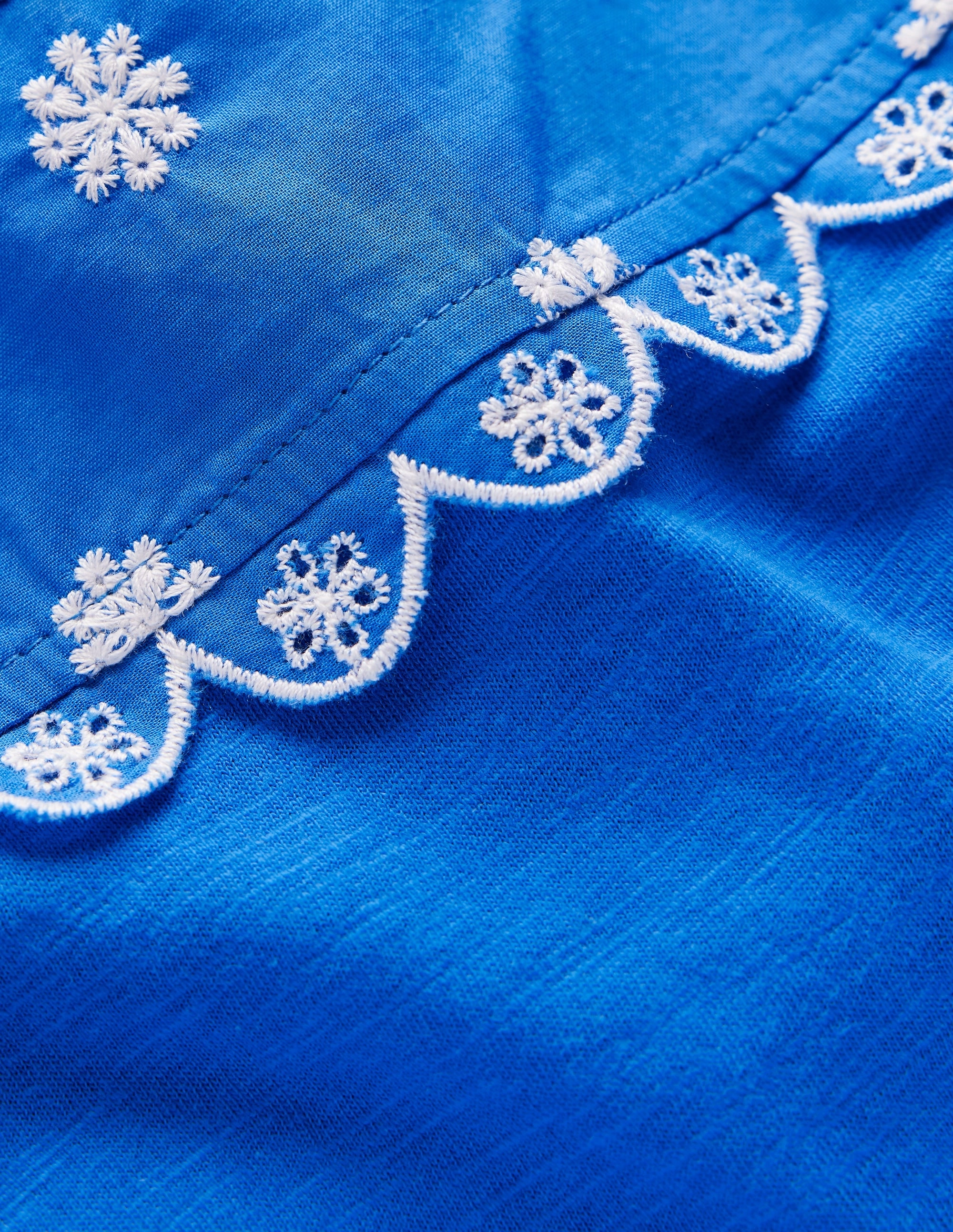 Broderie Sleeve Tee-Kingfisher Blue SoftTouchBrushedInterior Low Profile Stitching