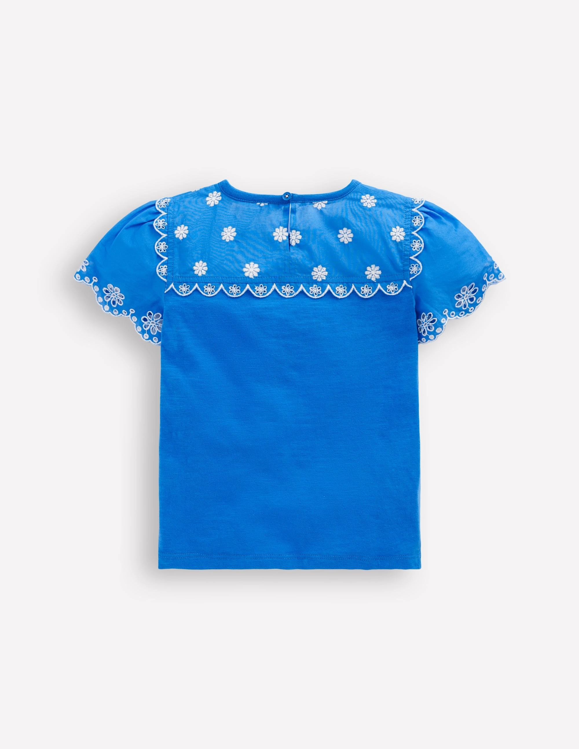 PlushLining Fashion Statement Broderie Sleeve Tee-Kingfisher Blue