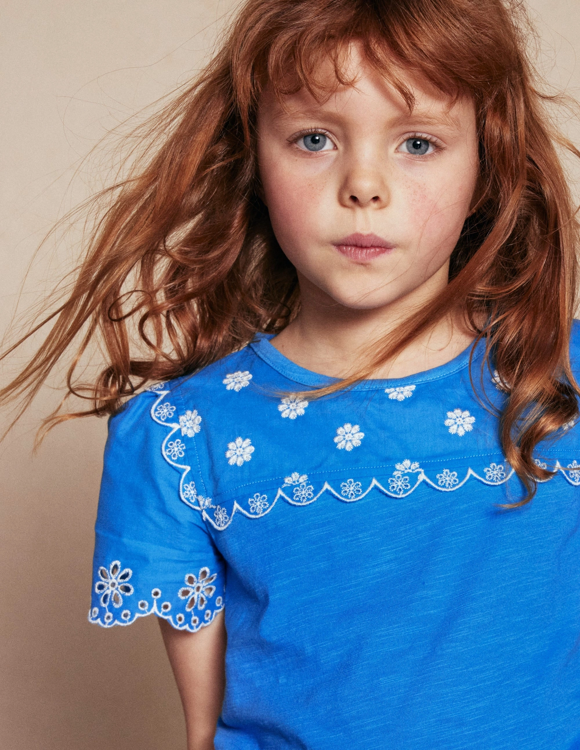 Broderie Sleeve Tee-Kingfisher Blue Winter Hoodie