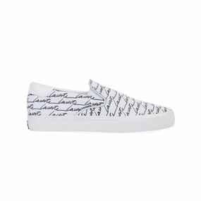 Sustainable Leather Non Slip Office Workers LACOSTE 7-43CMA0050147 JUMP SERVE SLIP MN'S (Medium) White/Black Canvas Lifestyle Shoes