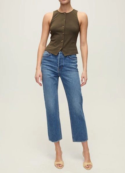 Metallic Fiber Blend Caroline Vest Cypress