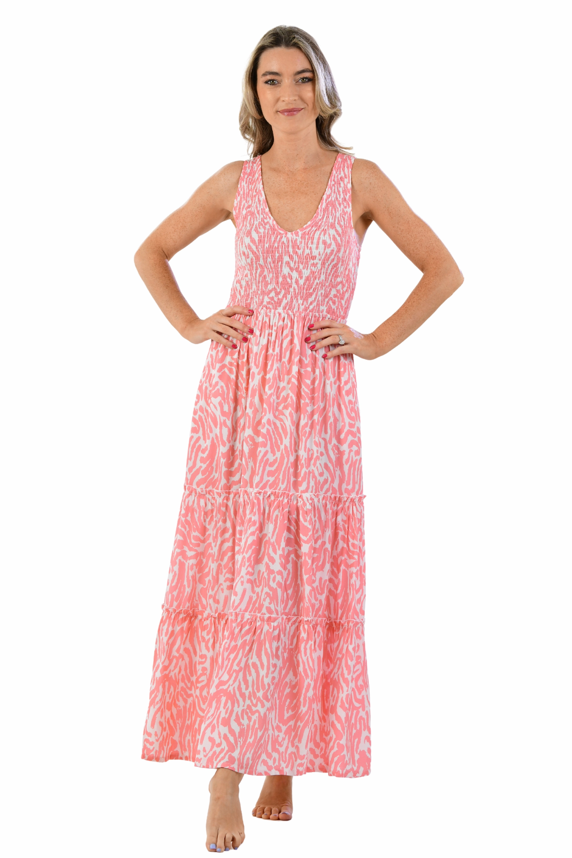 Amanda Dress / Coral Zebra Charming Fit