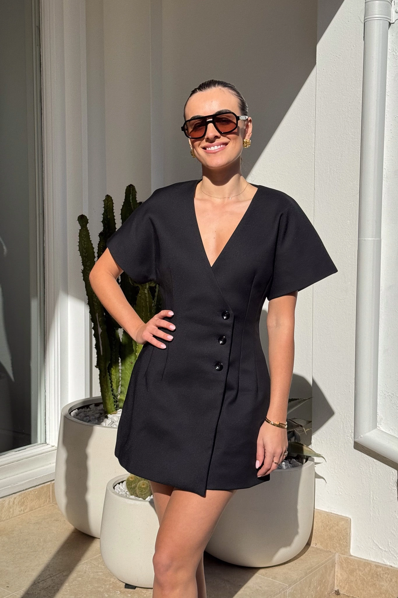 Sophia Mini Dress Black Slimming Shape Fresh Appeal