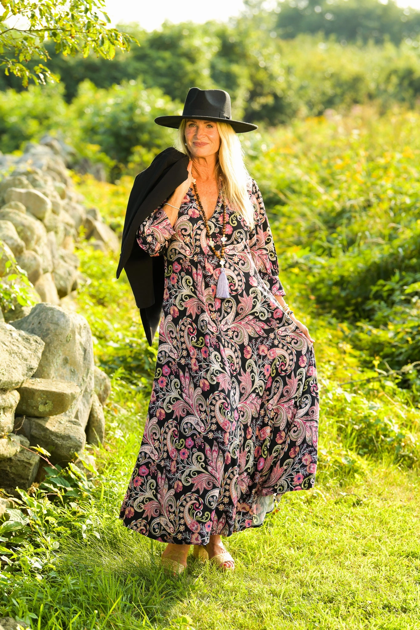 Daphne Dress / Black Paisley Artistic Edge Pure Stitch