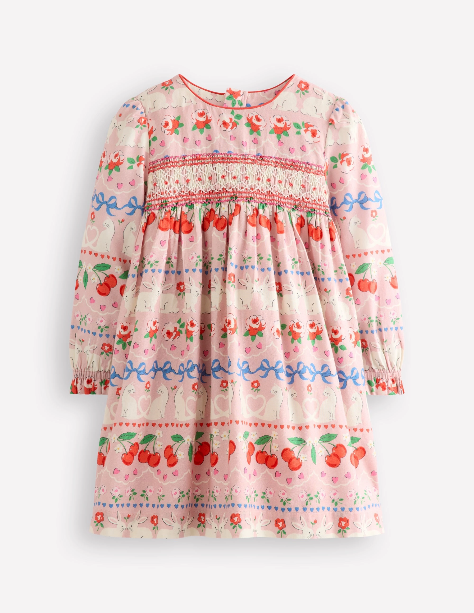 Cosy Smocked Dress-Pink Valentines Bunny Urban Edge